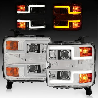 Solid Spare For 15-19 Chevy Silverado 2500HD 3500HD Sequential LED DRL Projector Headlights
