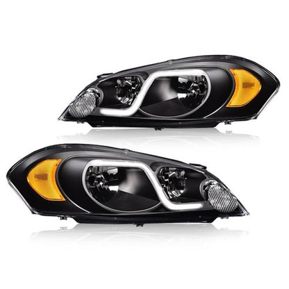 Solid Spare Fit For 06-16 Chevy Impala(Limited)LED DRL Headlights Black Housing Amber Corner