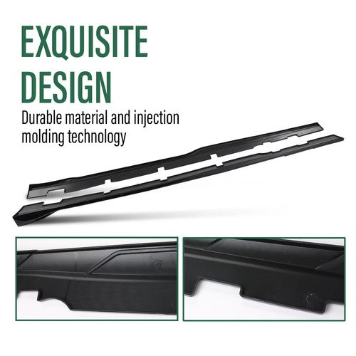 Solid Spare Body Kit Glossy Black Side Skirts Rocker Panel Fit For 15-23 Charger Widebody