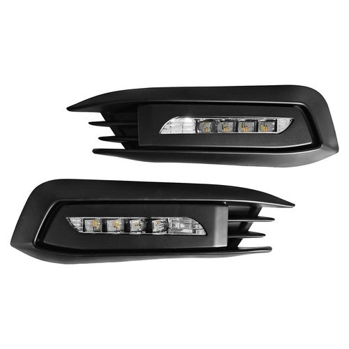 Pair For 2016-2018 Honda Civic LED DRL Fog Light  W/Turn Signal Lamp LH+RH