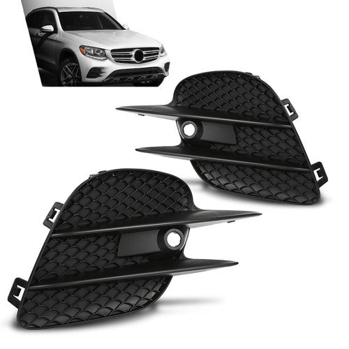 Solid Spare Fit For 16-19 Mercedes-Benz GLC 300 350 Fog Light Cover Lamp Trim Left+Right