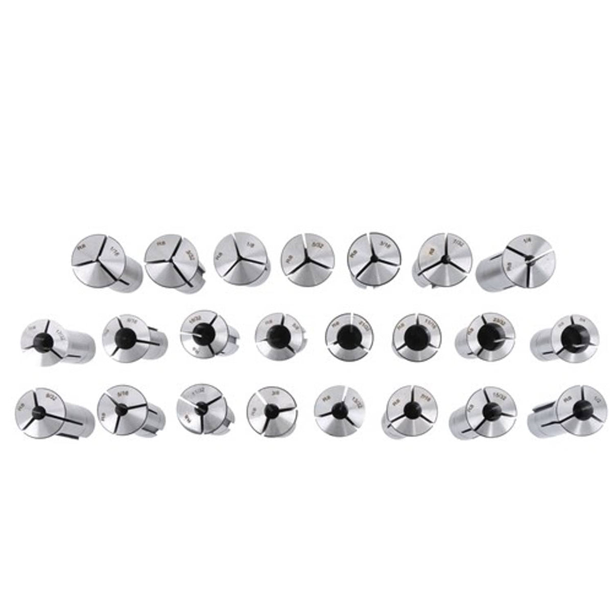 Solid Spare R8 Collet Set 1/16" to 3/4" 23 Pc for Bridgeport with R8 Collet Rack - 48 slot