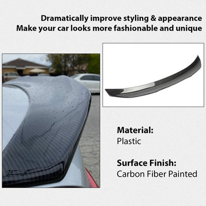 Solid Spare Rear Trunk Spoiler For 2014-2024 Infiniti Q50 Carbon Fiber Painted PSM STYLE