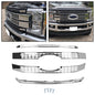 Solid Spare For 17-19 Ford F250 F350 F450 Super Duty Chrome Grille Full Overlay Cover Trim