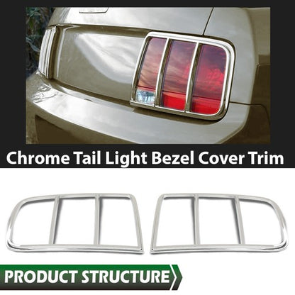 Solid Spare Tail Light Bezel Cover Silver Fit For 05-09 Ford Mustang Left+Right Pair Set