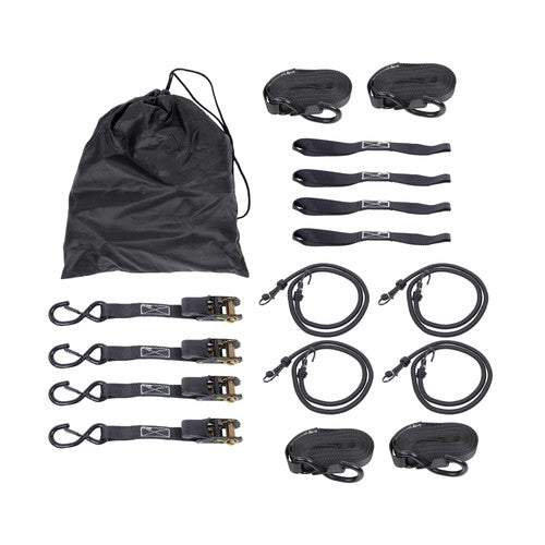 Solid Spare 4 Pack Steel Ratchet Strap Black Fracture Strength 2200lbs 1in*15ft S Hooks