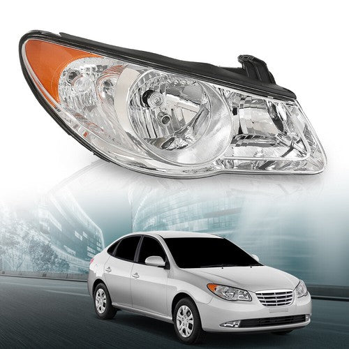 Solid Spare Fit For 2007-2010 Hyundai Elantra Clear Chrome Headlight Assembly Right Side