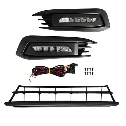 For 2016-2018 Honda Civic Sedan Front Bumper Lower Grille & DRL Fog Light Lamp