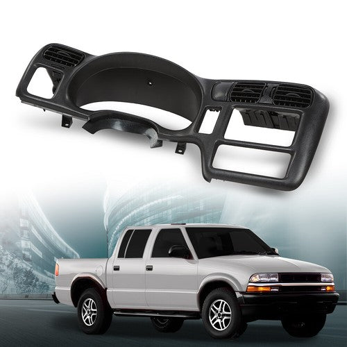 Solid Spare Fit For 98-05 S10 Blazer Jimmy Sonoma Double Din Dash Radio Cluster Bezel Black