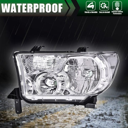 Solid Spare Headlights Left+Right Chrome Fit For Toyota 2007-2013 Tundra 2008-2017 Sequoia