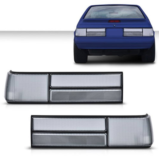 Solid Spare Fit For 87-93 Ford Mustang Fox Body LX Style Smoke Tail Light Lens Left+Right
