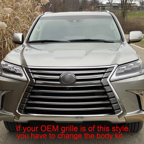 For 2016-2021 Lexus LX570 Luxury Grill Front Upper Grille Chrome Black NEW Style