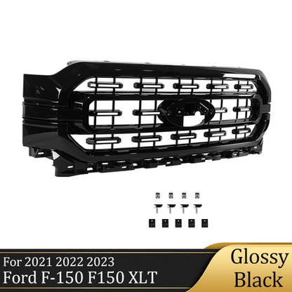 Glossy Black Front Bumper Grille Grill For 2021 2022 2023 Ford F-150 F150 XLT