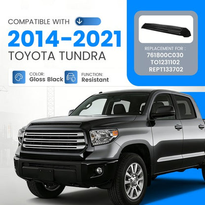 Solid Spare Gloss Black Front Upper Hood Bulge Molding Grille Trim For Toyota Tundra 2014-21