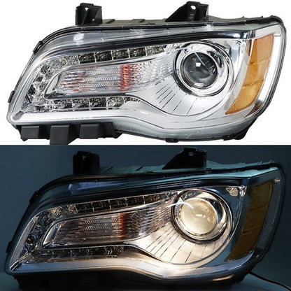 Solid Spare Single LH Side For Chrysler 300 2011-2014 Headlight Replacement Halogen Clear