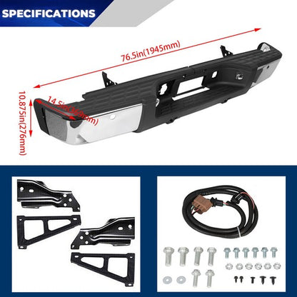 Solid Spare New Chrome Rear Bumper For 2007-2013 Chevy Silverado GMC Sierra 1500 Sensor Hole