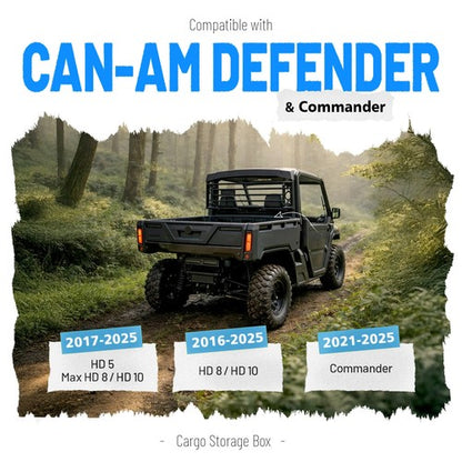 Solid Spare Cargo Storage Box Bed Trunk For Can-Am Defender Max HD5 HD8 HD10 16-25 Commander