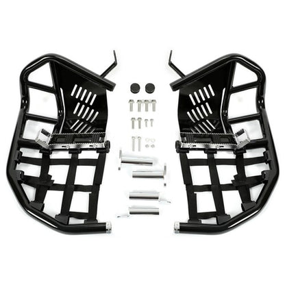 Solid Spare Nerf Bars For Kawasaki KFX 700 Pro Peg Heel Guards Steel Side Step Bar BLK Nets