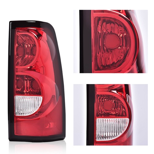 Solid Spare Fit For 03-06 Chevy Silverado Pickup Red Clear Tail Lights Brake Lamps