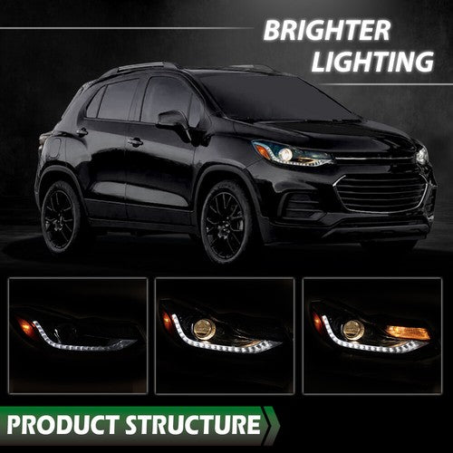 Solid Spare Projector Headlights Headlamps w/ LED DRL Fit For 17-22 Chevy Trax Left+Right