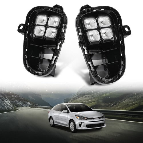 Solid Spare Fit For 2018-2020 Kia Rio LED DRL Daytime Running Fog Lights w/ Wire Switch