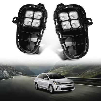 Solid Spare Fit For 2018-2020 Kia Rio LED DRL Daytime Running Fog Lights w/ Wire Switch