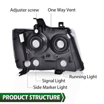 Solid Spare Headlight Lamp Left Driver Side Fit For 2007-2014 Chevy Avalanche Suburban Tahoe