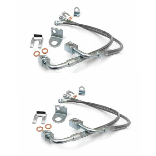 89716 2-6" Lift Front+Rear Extended SS Brake Line Kit For Jeep Wrangler JK 07-18