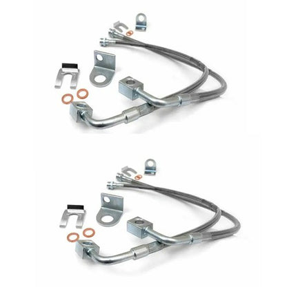 89716 2-6" Lift Front+Rear Extended SS Brake Line Kit For Jeep Wrangler JK 07-18