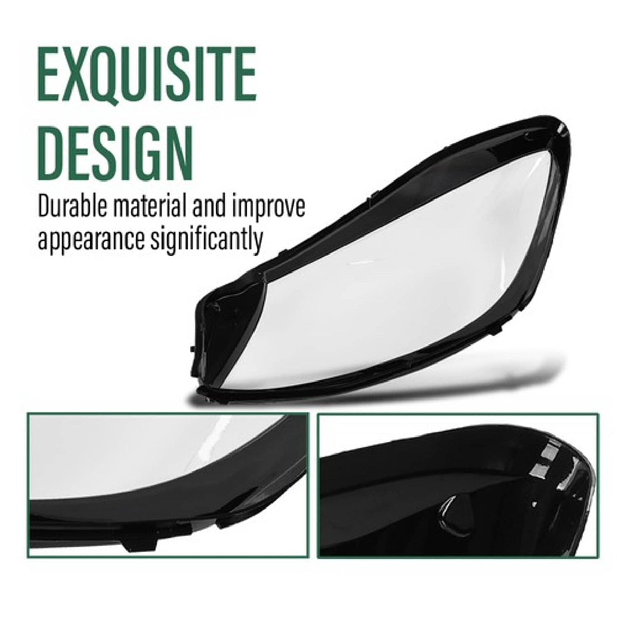 Solid Spare Fit For 2014-2017 Mercedes-Benz S-Class W222 Headlight Replacement Lens Pair