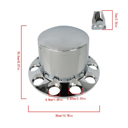Solid Spare Set of 4 Rear Chrome Wheel Axle Hub Cover Kit Semi 33mm Nut Covers ABS Plastic