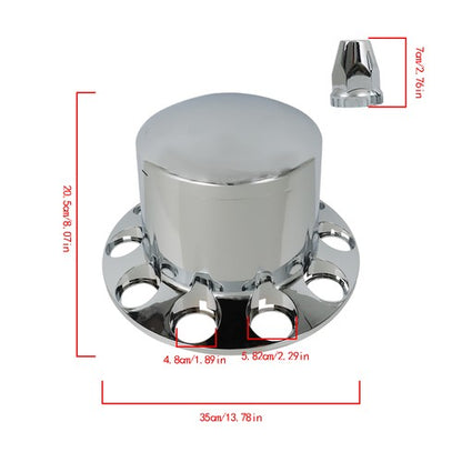Solid Spare Set of 4 Rear Chrome Wheel Axle Hub Cover Kit Semi 33mm Nut Covers ABS Plastic