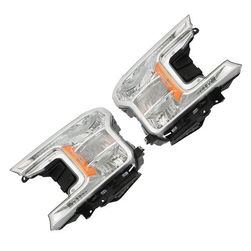 Solid Spare Left+Right Headlight & Front Upper Grille Grill Fit For 2018 2019 2020 Ford F150