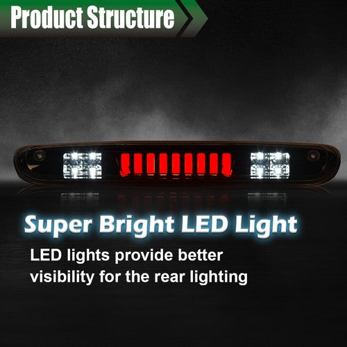 Solid Spare Fit For 2007-2014 Silverado Sierra Smoke/Chrome LED Third Brake Light Cargo Lamp