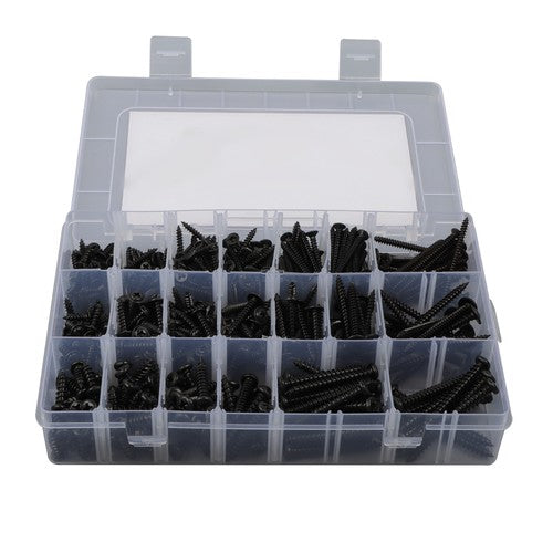 Solid Spare 485Pcs Black Wood Screws Assortment Kit, #6#8#10 round Head,Truss Head,Flat Head