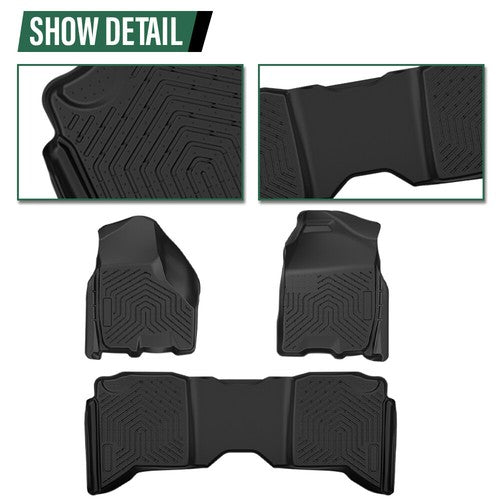 Solid Spare TPE Floor Mats Fit For 2013-2018 Dodge Ram 1500 2500 3500 Crew Cab All Weather
