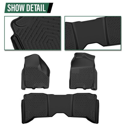 Solid Spare TPE Floor Mats Fit For 2013-2018 Dodge Ram 1500 2500 3500 Crew Cab All Weather