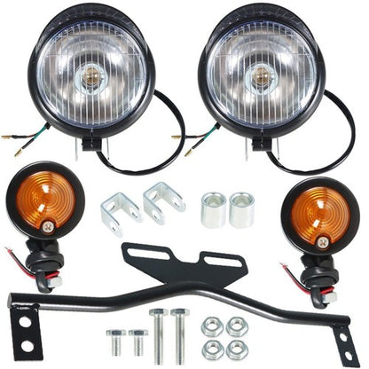 Solid Spare For Black Motorcycle Passing Driving Spot Fog Lamp w/ Turn Signal Lights