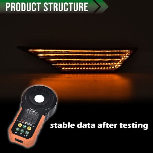 Solid Spare Fit For 16-21 Honda Civic Smoke LED Side Marker Lights Switchback Signal Lamp