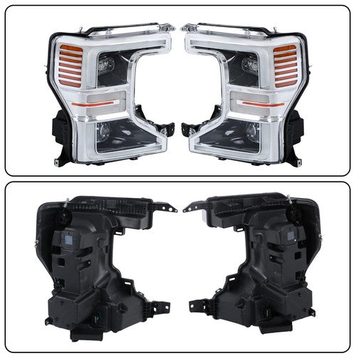 Solid Spare For Ford F250 F350 SuperDuty 2020-22 LH+RH Headlight Headlamp w/o Sport Package