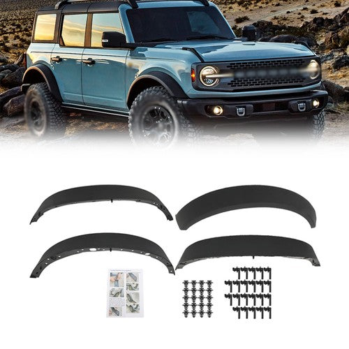 Solid Spare New Plastic Black Wide Wheel Lip Fender Flares Fit For Ford Bronco 2021-2024