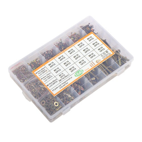 Solid Spare 1640Pack M4 M5 M6 Stainless Steel Nuts Flat and Bolts & Lock Washers Sorting Kit