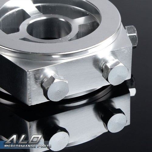 Solid Spare Fit For Racing Sport Aluminum Oil/Gauge Filter Sandwich Adapter Plate Silver Kit