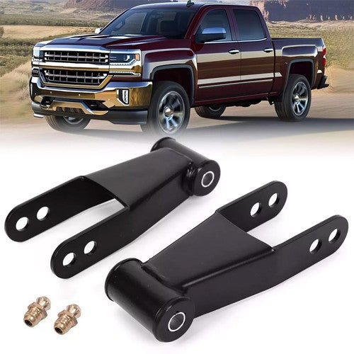 Solid Spare 2" Rear Drop Shackles Lowering Kit For 1988-2018 Chevy Silverado GMC Sierra 1500