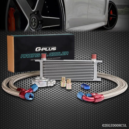 Solid Spare Universal 13 Row Transmission Engine Oil Cooler Sliver + Filter Adapter