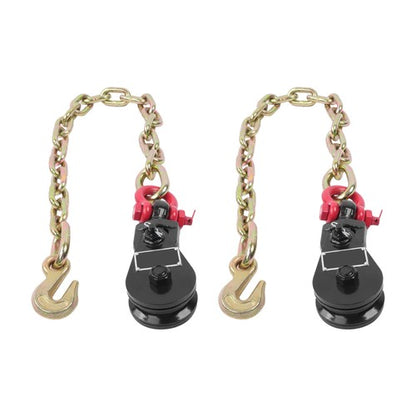Solid Spare 2 Pcs Chained Pulley 2 Ton G70 Snatch Block 2 FT Tow Chain for 3/8" Wire Rope