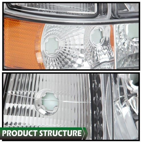 Solid Spare Fits 92-96 Bronco F150 F250 F350 Clear Headlights + Corner + Bumper Signal Lamps