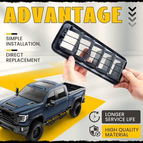 Solid Spare Back Panel Air Vent Grille Relief For 1999-2021 Chevy Silverado GMC Sierra
