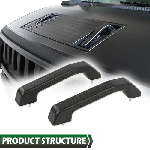 Solid Spare Fit For 2003-2009 Hummer H2 SUT Front Hood Handles Left+Right Pair Set Black