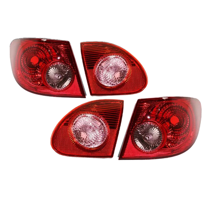 4PCS Rear Tail Lights Lamp Clear & Red Lens For 2003 04 2005-2008 Toyota Corolla